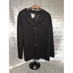Worthington Petites Black Pleated Blazer Jacket Textured Career Classic Size 14P